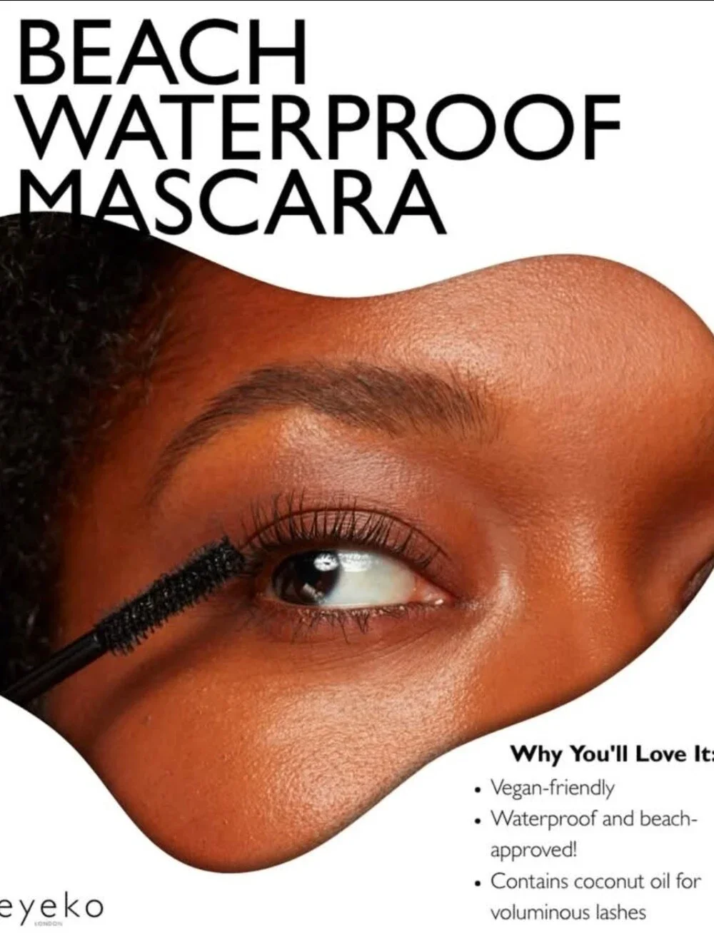 NWT Eyeko London Beach Waterproof Mascara Volume & Lift in Black Noir 4ml